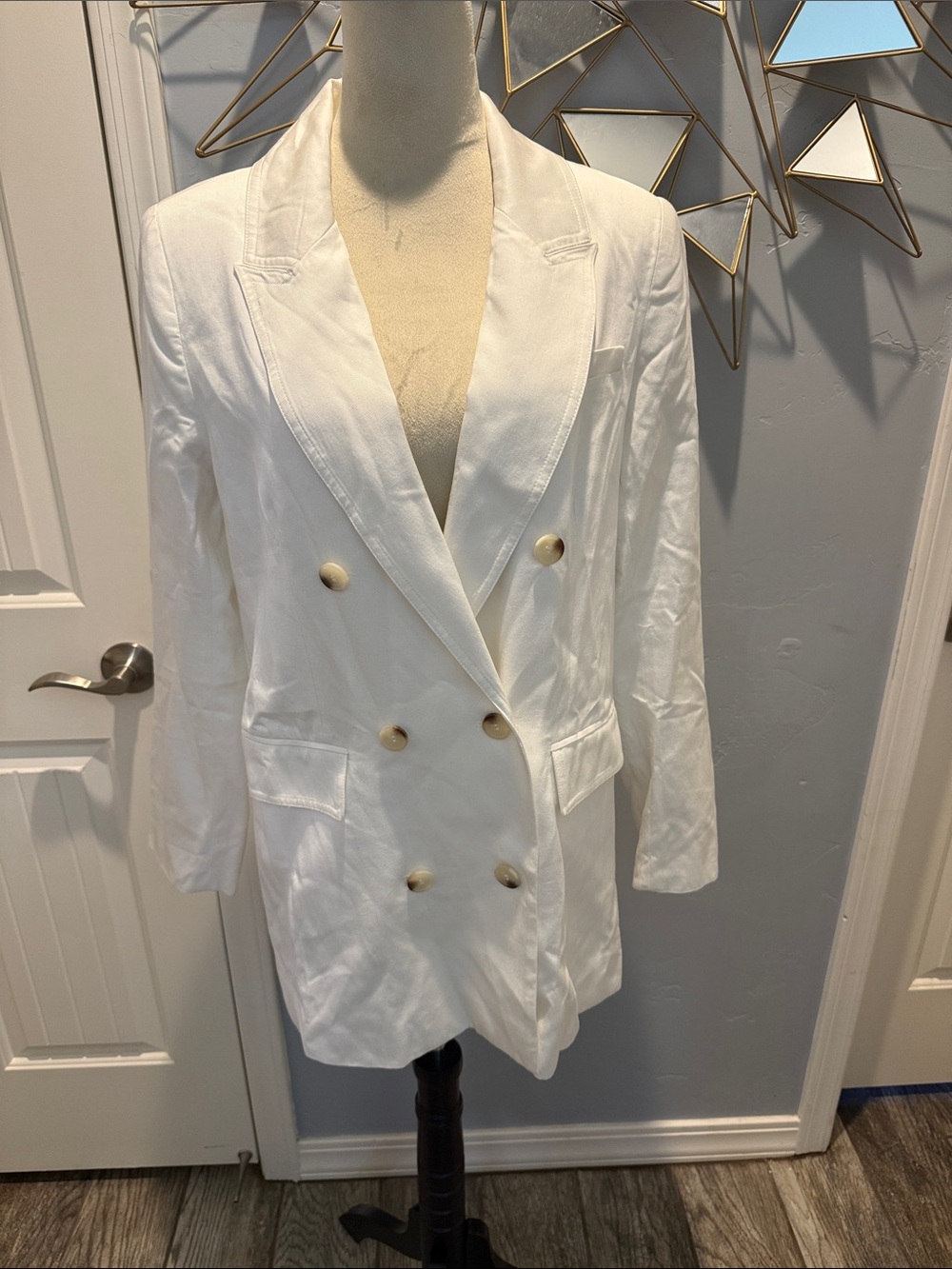 Women's White Double-Breasted Blazer with